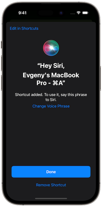 Siri Shortcut