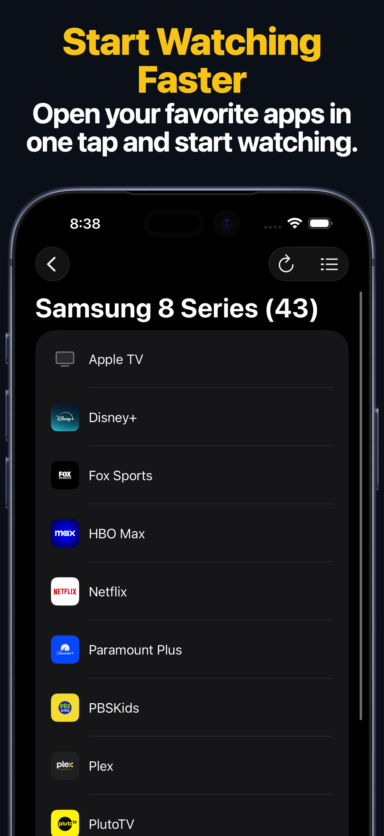 Roku remote app launcher on iPhone